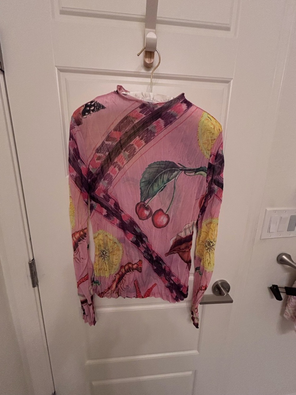 Topshop Pink Long-Sleeve Printed Women’s Top